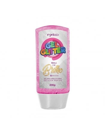 GEL FIXED 200G GLITTER CABELO E CORPO ROSA