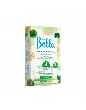 FOLHAS DEPILAÇÃO CORPORAL DEPIL BELLA 16 FLS (8PR) CHA VERDE E AVEIA