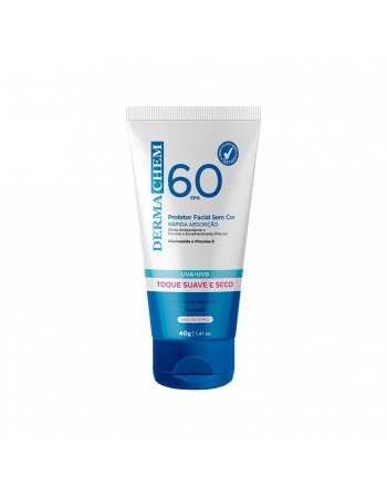 PROTETOR SOLAR FACIAL DERMACHEM SEM COR 40G FPS 60