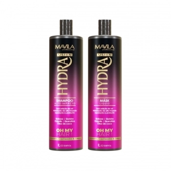 KIT SHAMPOO + MASCARA LIQUIDA MAVILA PROFISSIONAL 1L SISTEMA HYDRA