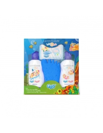 KIT GIOVANNA BABY SHAMPOO+CONDICIONADOR 200ML+ 1SABONETE 90G+1ESPONJA HORA BANHO BABY KIDS GIBY