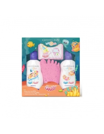 KIT GIOVANNA BABY SHAMPOO+CONDICIONADOR 200ML+ 1SABONETE 90G+ 1ESPONJA HORA BANHO BABY KIDS GABY
