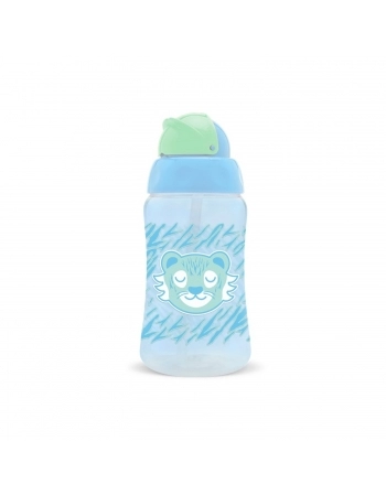 COPO LOLLY KINDDY 7194 COM CANUDO ZOOLOGICO 330ML BLISTER AZUL