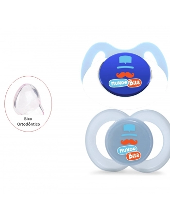 CHUPETA LOLLY KINDDY 5815 MUNDO BITA DIA E NOITE SILICONE TAMANHO2 BLISTER AZUL COM 02 UNIDADES