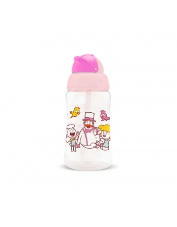COPO LOLLY KINDDY 7198 COM CANUDO MUNDO BITA 330ML BLISTER ROSA