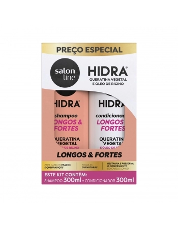 KIT SHAMPOO+CONDICIONADOR SALON LINE 300ML HIDRATANTE QUERATINA E OLEO DE RICINO