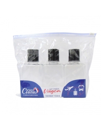 KIT VIAGEM SANTA CLARA 150ML 3 FRASCOS TRANSPARENTE 6129