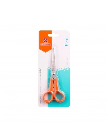TESOURA HOBBY MUNDIAL 5 1/2\" LARANJA PIXEL 3564 FIO LISO