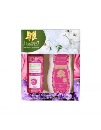 ESTOJO AROMATICA SEIVAS DA NATUREZA SABONETE LIQUIDO 200ML+LOÇÃO HIDRATANTE 200ML BUQUE DE ROSAS