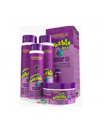 KIT SHAMPOO+CONDICIONADOR+MASCARA+FINALIZADOR CHARMELLE BABABLU UVA