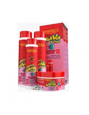KIT SHAMPOO+CONDICIONADOR+MASCARA+FINALIZADOR CHARMELLE BABABLU MORANGO