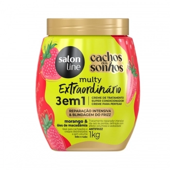 MULTY EXTRAORDINARIO SALON LINE 1K 3X1 CREME TRATAMENTO + CONDICIONADOR + CREME PENTEAR MORANGO