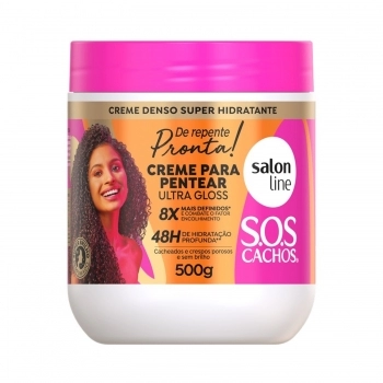 CREME DE PENTEAR SALON LINE 500G SOS CACHOS DE REPENTE PRONTA ULTRA GLOSS