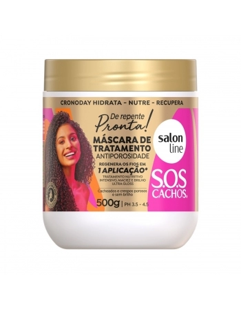 MASCARA SALON LINE 500G SOS CACHOS DE REPENTE PRONTA ANTIPOROSIDADE