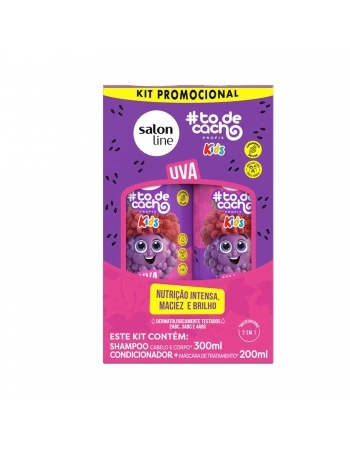 KIT SHAMPOO 300ML + CONDICIONADOR 200ML SALON LINE TO DE CACHO KIDS UVA