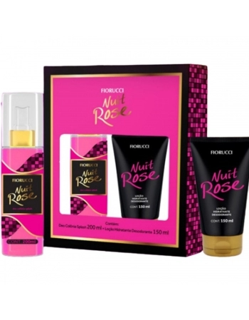 KIT FIORUCCI DEO COLONIA FEMININO SPLASH 200ML+LOCAO HIDRATANTE 150ML NUIT ROSE