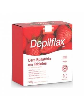 CERA QUENTE DEPILFLAX 500G EM TABLET MORANGO