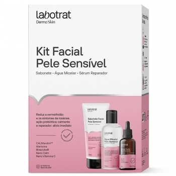 KIT FACIAL SABONETE+AGUA MICELAR+SERUM 100/110/30 LABOTRAT DERMO SKIN PELE SENSIVEL