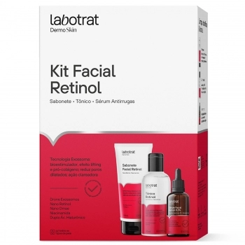 KIT FACIAL SABONETE+TONICO+SERUM 100/110/30ML LABOTRAT DERMO SKIN RETINOL