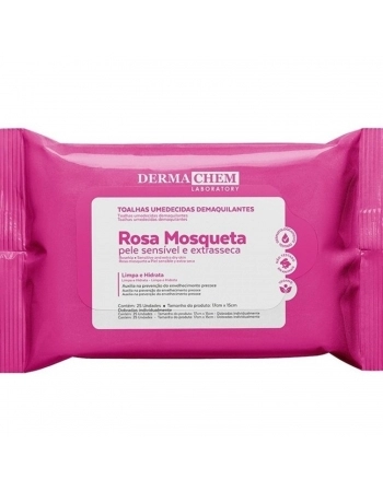 TOALHA UMEDECIDAS DEMAQUILANTE DERMACHEM 25UN ROSA MOSQUETA