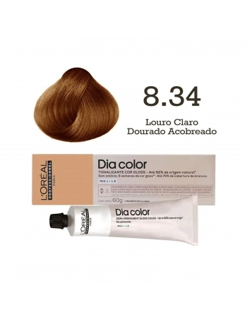 TONALIZANTE LOREAL DIA COLOR PROFISSIONAL INDIVIDUAL 8.34 LOURO CLARO DOURADO ACOBREADO