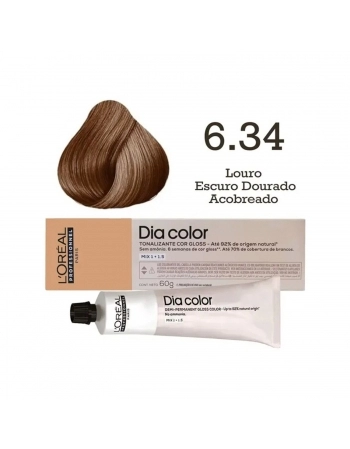 TONALIZANTE LOREAL DIA COLOR PROFISSIONAL INDIVIDUAL 6.34 LOURO ESC DOURADO ACOBREADO