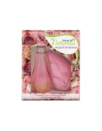 ESTOJO AROMATICA SEIVAS NATUREZA DEO COLONIA 60ML + SABONETE 75G BUQUE DE ROSA