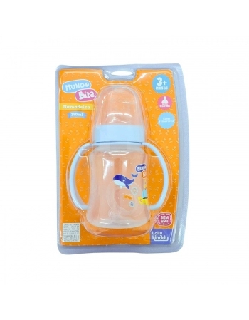 MAMADEIRA LOLLY KINDDY 13165 MUNDO BITA COM ALÇA 250ML SILICONE BLISTER AZUL
