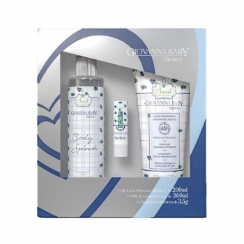 KIT BODY SPLASH 260ML + LOCAO HIDRATANTE 200ML + LIP BALM GIOVANNA BABY BLUEBERRY