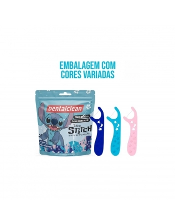 FLOSSER DENTAL DENTALCLEAN INFANTIL STITCH MORANGO C/50UNIDADES