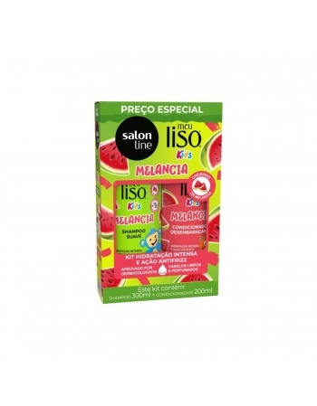 KIT SHAMPOO 300ML + CONDICIONADOR 200ML SALON LINE MEU LISO KIDS MELANCIA