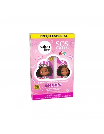 KIT SHAMPOO 300ML + CONDICIONADOR 200ML SALON LINE SOS CACHOS KIDS HIDRATACAO