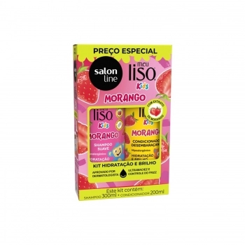 KIT SHAMPOO 300ML + CONDICIONADOR 200ML SALON LINE MEU LISO KIDS MORANGO