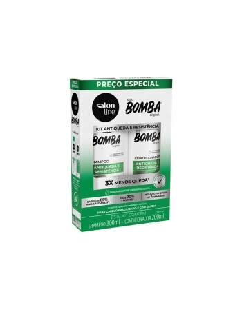 KIT SHAMPOO 300ML + CONDICIONADOR 200ML SALON LINE BOMBA ANTIQUEDA E RESISTENCIA