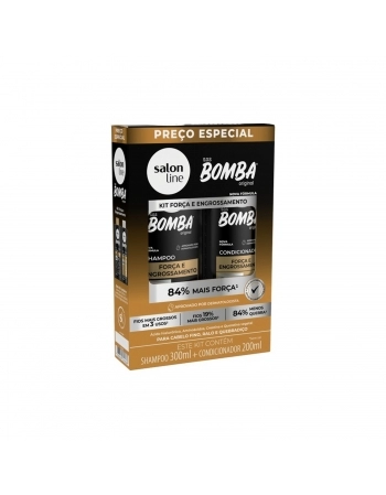 KIT SHAMPOO 300ML + CONDICIONADOR 200ML BOMBA FORCA E ENGROSSAMENTO