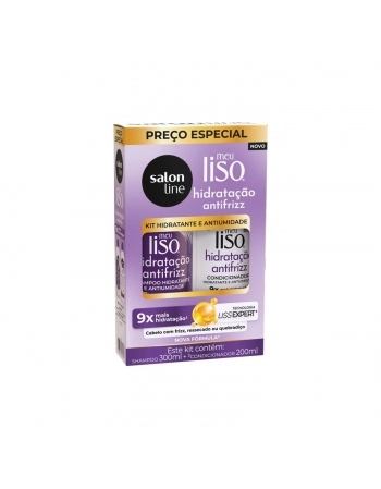 KIT SHAMPOO 300ML + CONDICIONADOR 200ML SALON LINE MEU LISO HIDRATAÇÃO ANTIFRIZZ