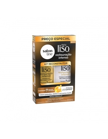 KIT SHAMPOO 300ML + CONDICIONADOR 200ML SALON LINE MEU LISO RESTAURAÇÃO INTENSA
