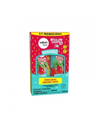 KIT SHAMPOO 300ML + CONDICIONADOR 200ML SALON LINE TO DE CACHO KIDS MORANGO