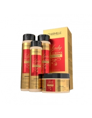 KIT SHAMPOO+CONDICIONADOR+MASCARA+FINALIZADOR CHARMELLE LADY BILLIONS NUTRITION