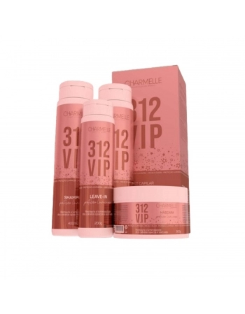 KIT SHAMPOO+CONDICIONADOR+MASCARA+FINALIZADOR CHARMELLE 312 VIP PROT LUMINOSA