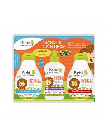 KIT BB NATUREZA SHAMPOO+CONDICIONADOR+CREME MULTIFUNCIONAL 120/100/100ML CACHOS CACHINHOS