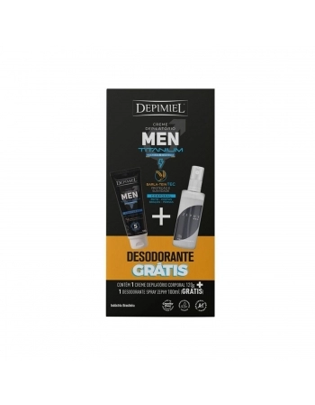 CREME DEPILATORIO CORPORAL MEN DEPIMIEL 120G TITANIUM GRATIS DESODORANTE