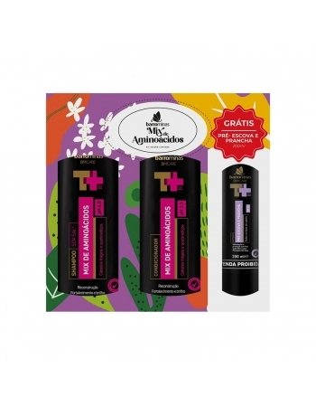 KIT SHAMPOO+CONDICIONADOR BARRO MINAS 300ML MIX AMINOACIDO GRATIS PRE ESCOVA E PRANCHA 200ML