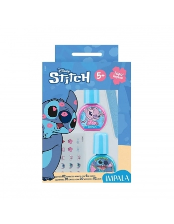 KIT IMPALA STITCH INFANTIL 2 ESMALTES+LIXA+ADESIVO UNHA A PARTIR 5 ANOS 467