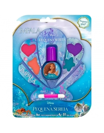 KIT IMPALA A PEQUENA SEREIA INFANTIL ESMALTE+MAQUIAGEM CREMOSO COM BLISTER 421