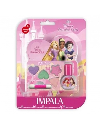 KIT IMPALA DISNEY INFANTIL PRINCESA ESMALTE+MAQUIAGEM HORA BRILHAR CREMOSO COM BLISTER A PARTIR 5 AN