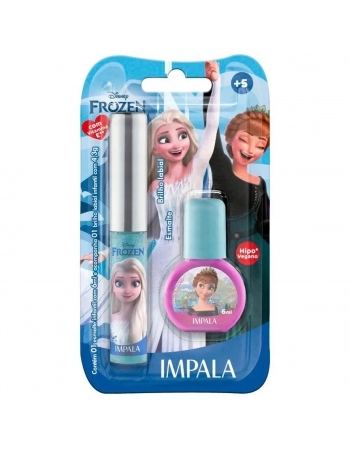 KIT IMPALA FROZEN INFANTIL ESMALTE+ BRILHO LABIAL COM BLISTER A PARTIR 5 ANOS 446