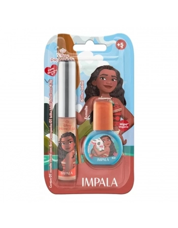 KIT IMPALA DISNEY INFANTIL MOANA ESMALTE+ BRILHO LABIAL COM BLISTER A PARTIR 5 ANOS 447