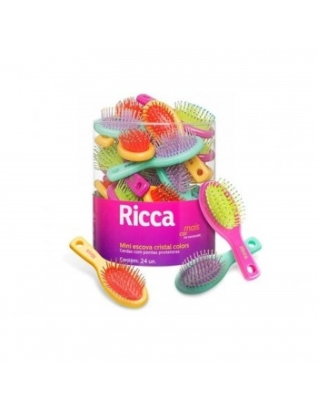 ESCOVA CABELO RICCA MINI CRISTAL COLORS POTE C/24 489
