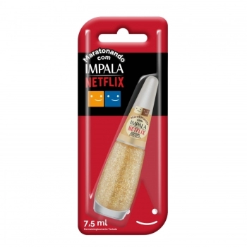 ESMALTE IMPALA MARATONANDO COM NETFLIX ACLAMADO PELA CRITICA GLITTER FLOCADO COM BLISTER 1046